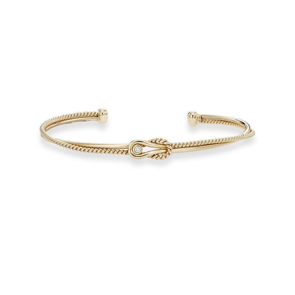 New 14K Gold Italian Cable L'Infinito Diamond Knot Cuff